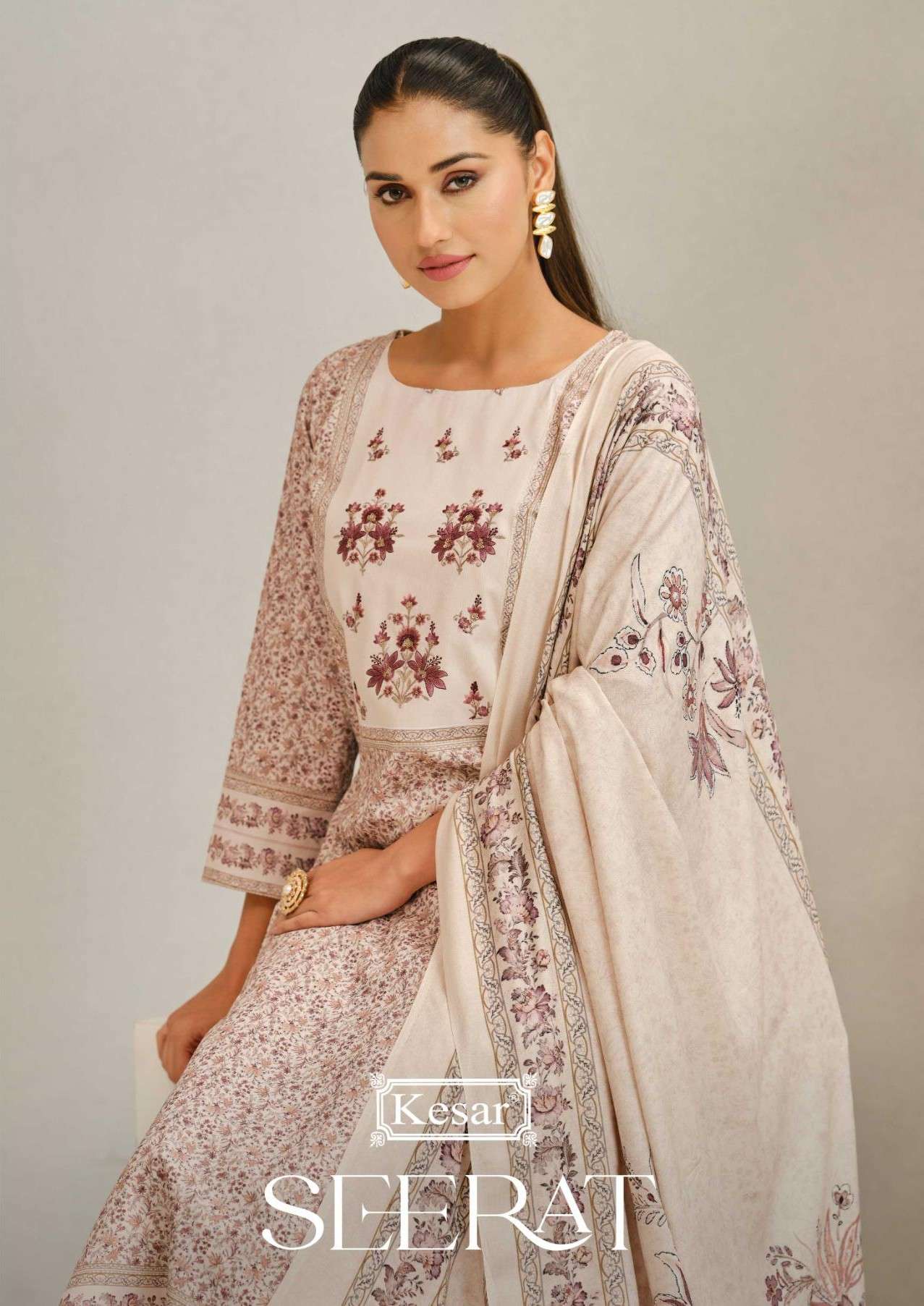 seerat by kesar 37001-37003 series fancy embroidered pashmina salwar kameez wholesale price surat