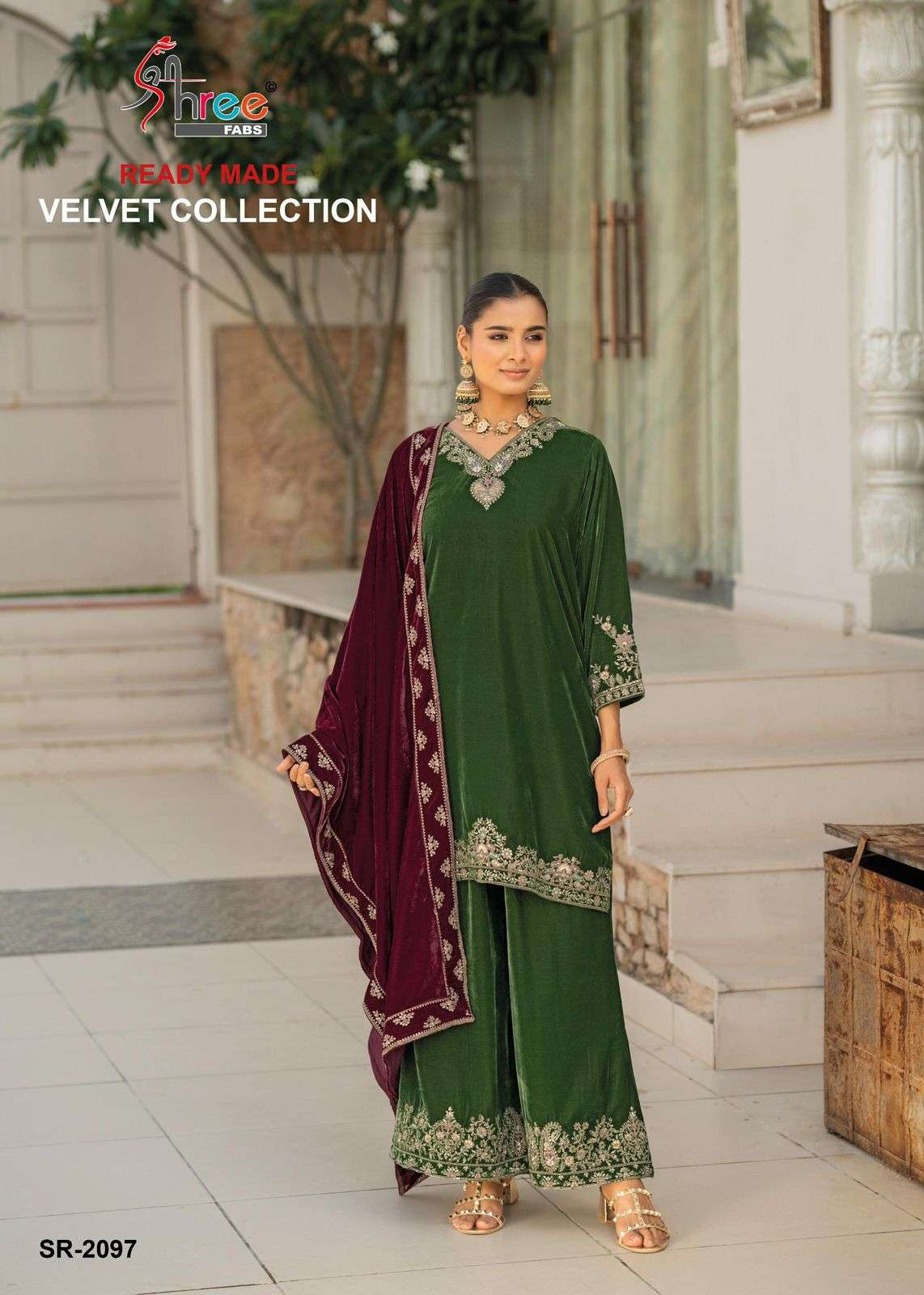 shree fabs 2097 colour series exclusive party wear stich velvet suits online wholesale price surat 