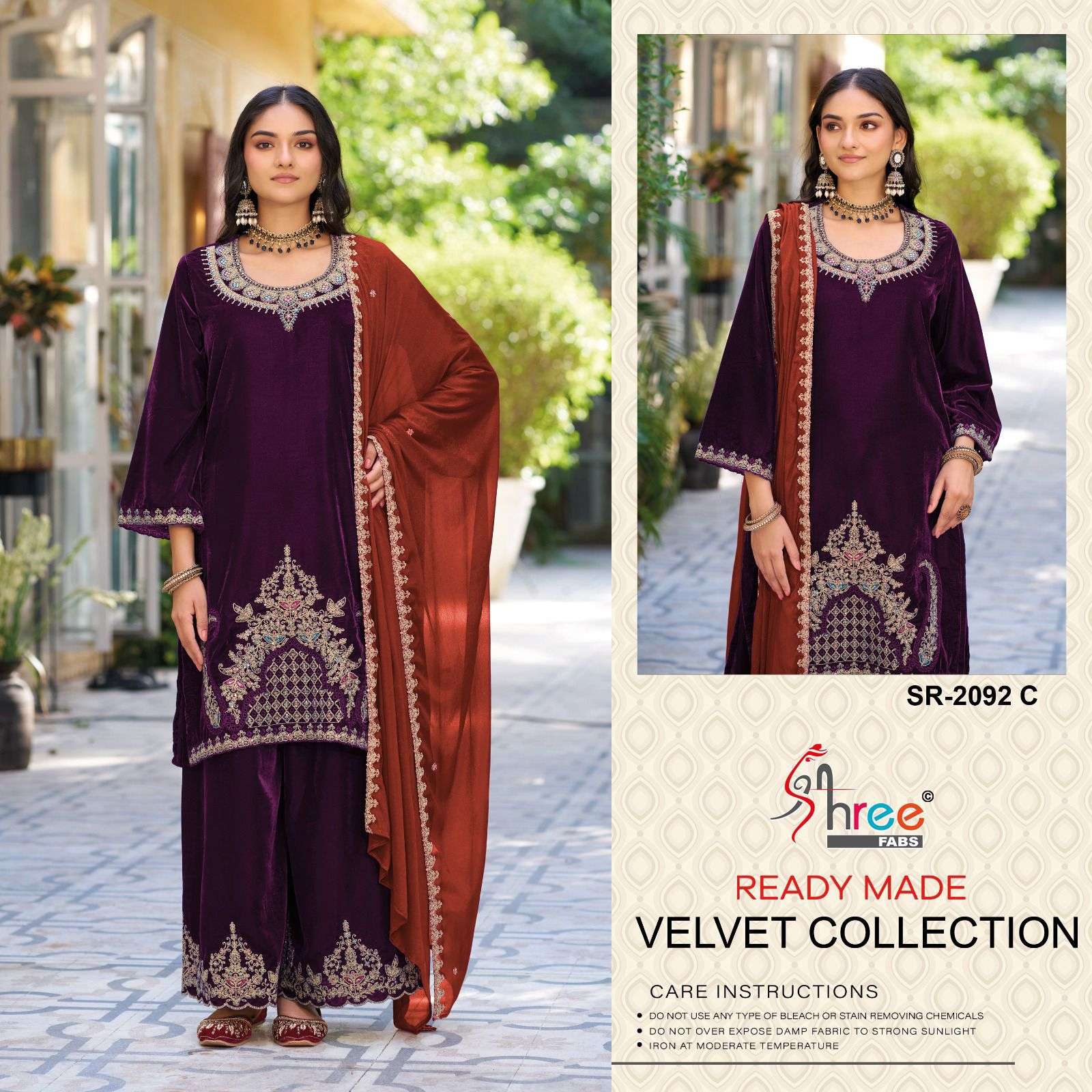 shree fabs sr 2092 premium smart velvet designer readymade suits wholesale price supplier in surat