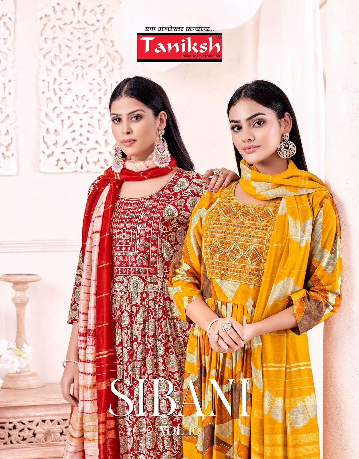 sibani vol-10 by taniksh 10001-10008 series rayon foil printed readymade salwar kameez wholesale price surat