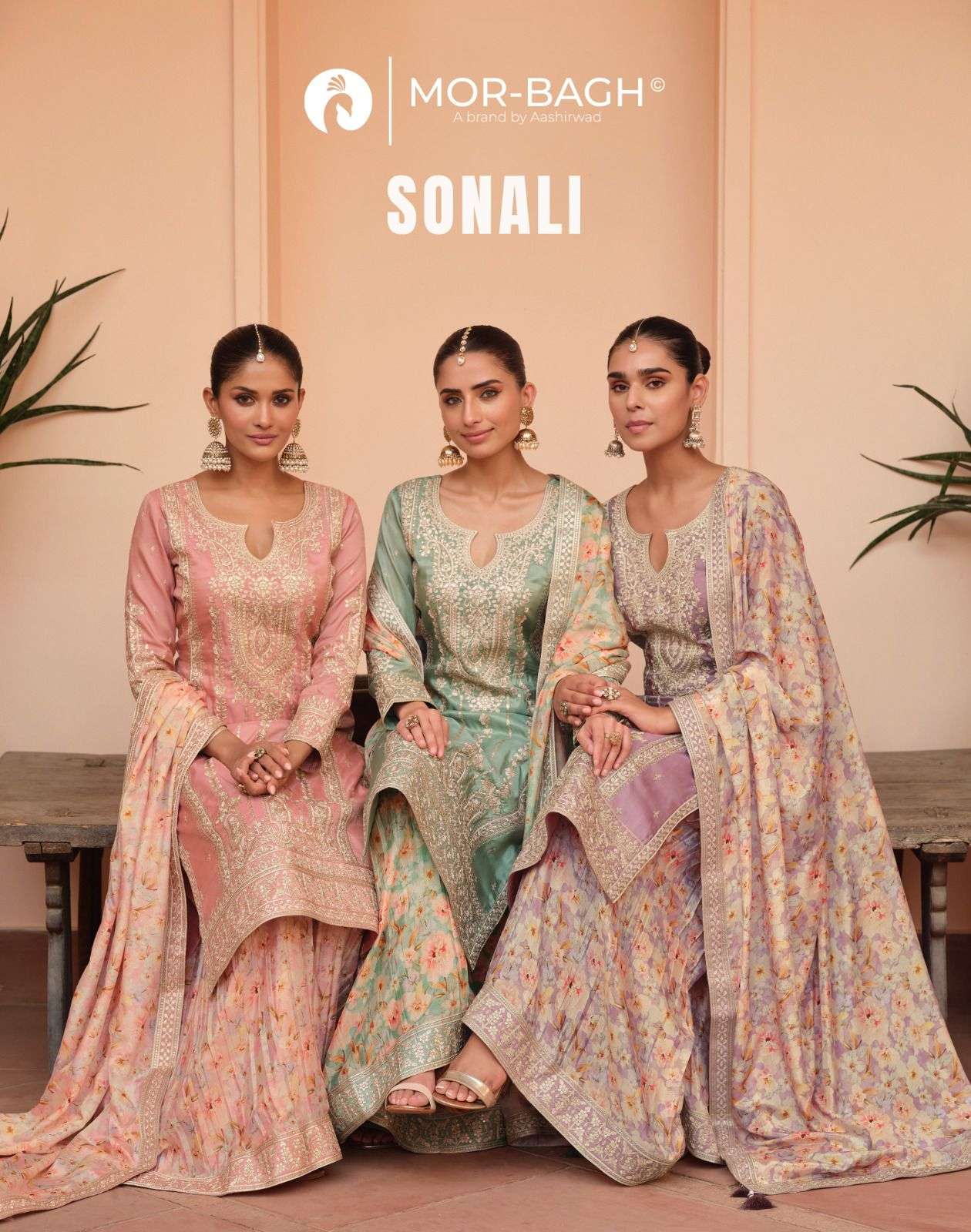 sonali by aashirwad creation 10447-10450 series simmer silk readymadeplazo suit wholesale price surat