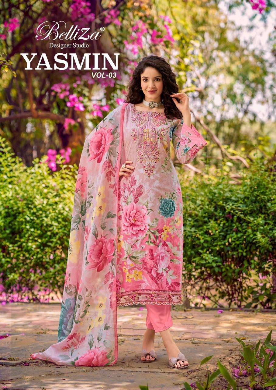 yasmin vol-3 by belliza designer cotton heavy embroidered salwar kameez wholesale price surat
