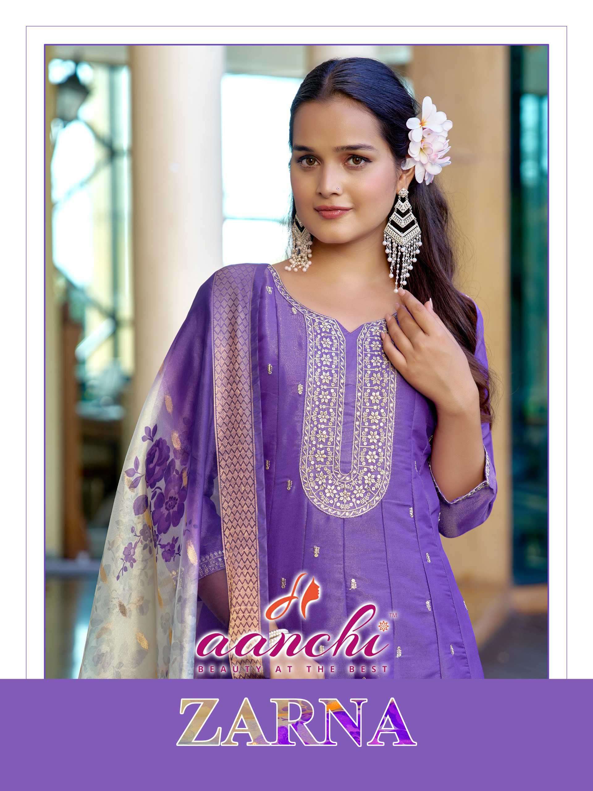 zarna by aanchi fancy work pure shimmer readymade salwar kameez wholesale price surat