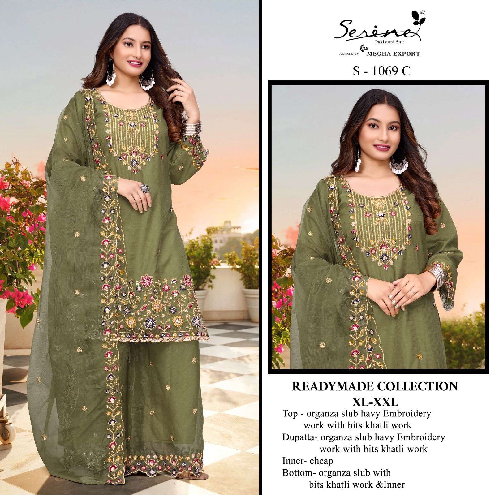 1069 by serine exclusvie designer organza readymade salwar kameez wholesale price surat
