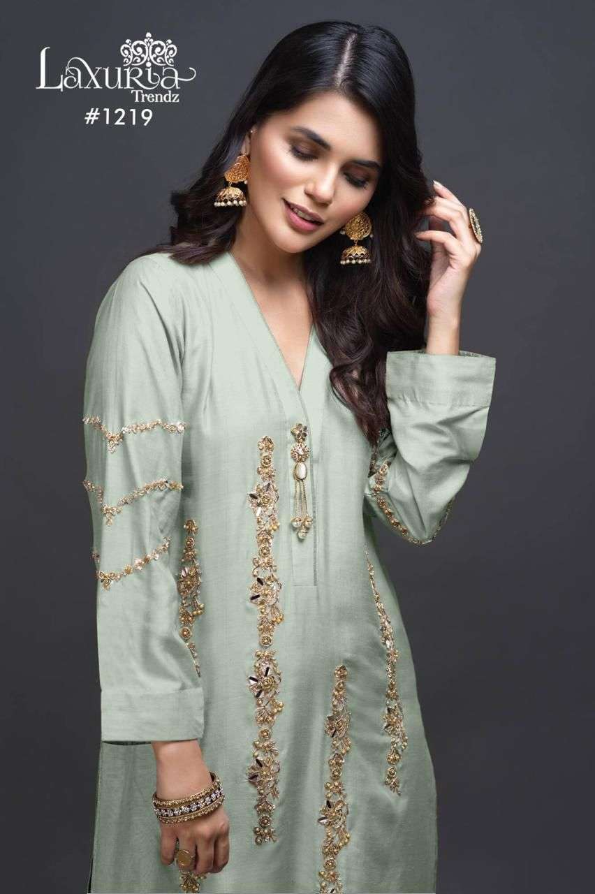 1219  by laxuria trendz latest designer satin readymade salwar kameez wholesale price surat