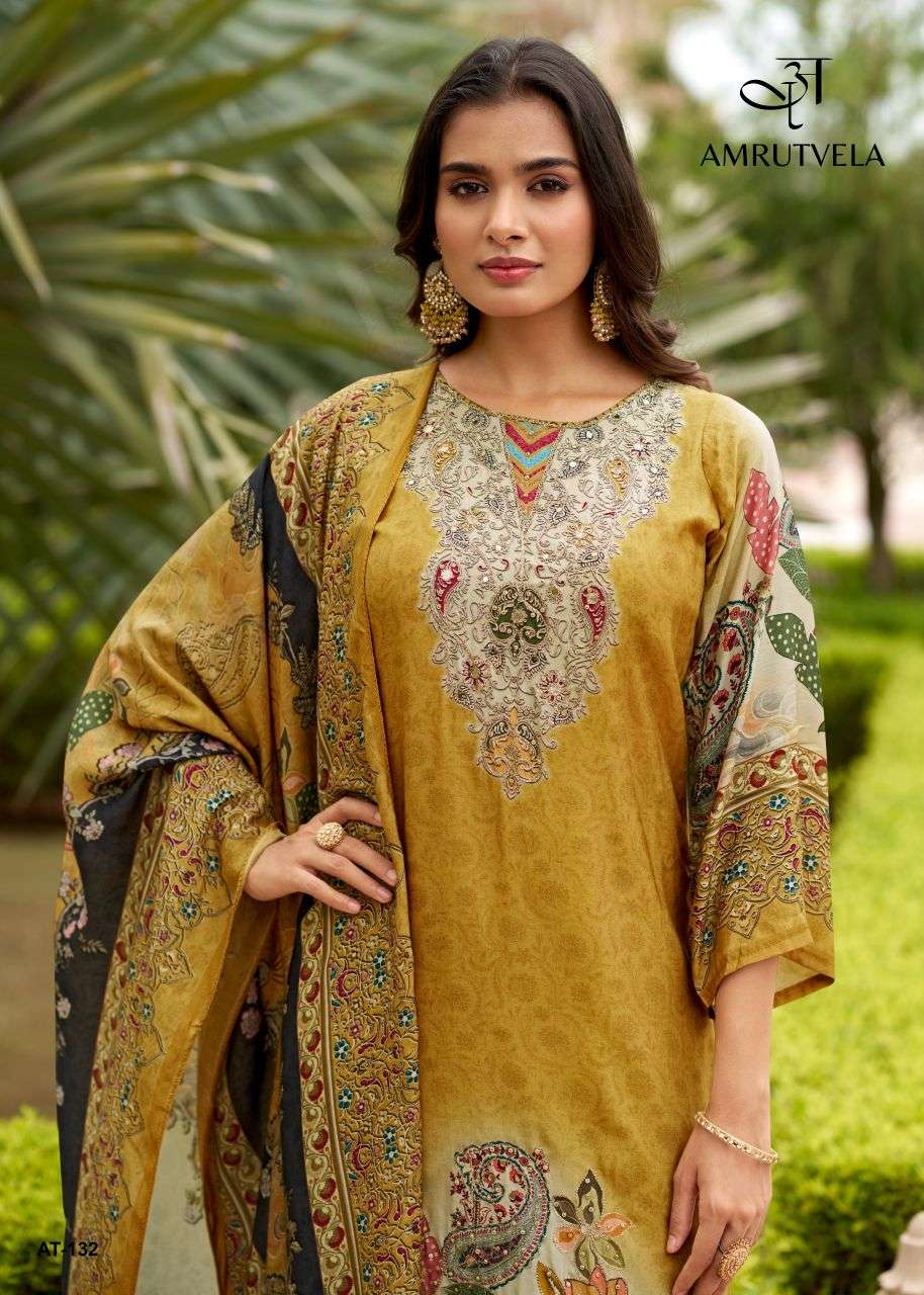 132 by amrutvela viscose muslin designer salwar kameez wholesale price surat