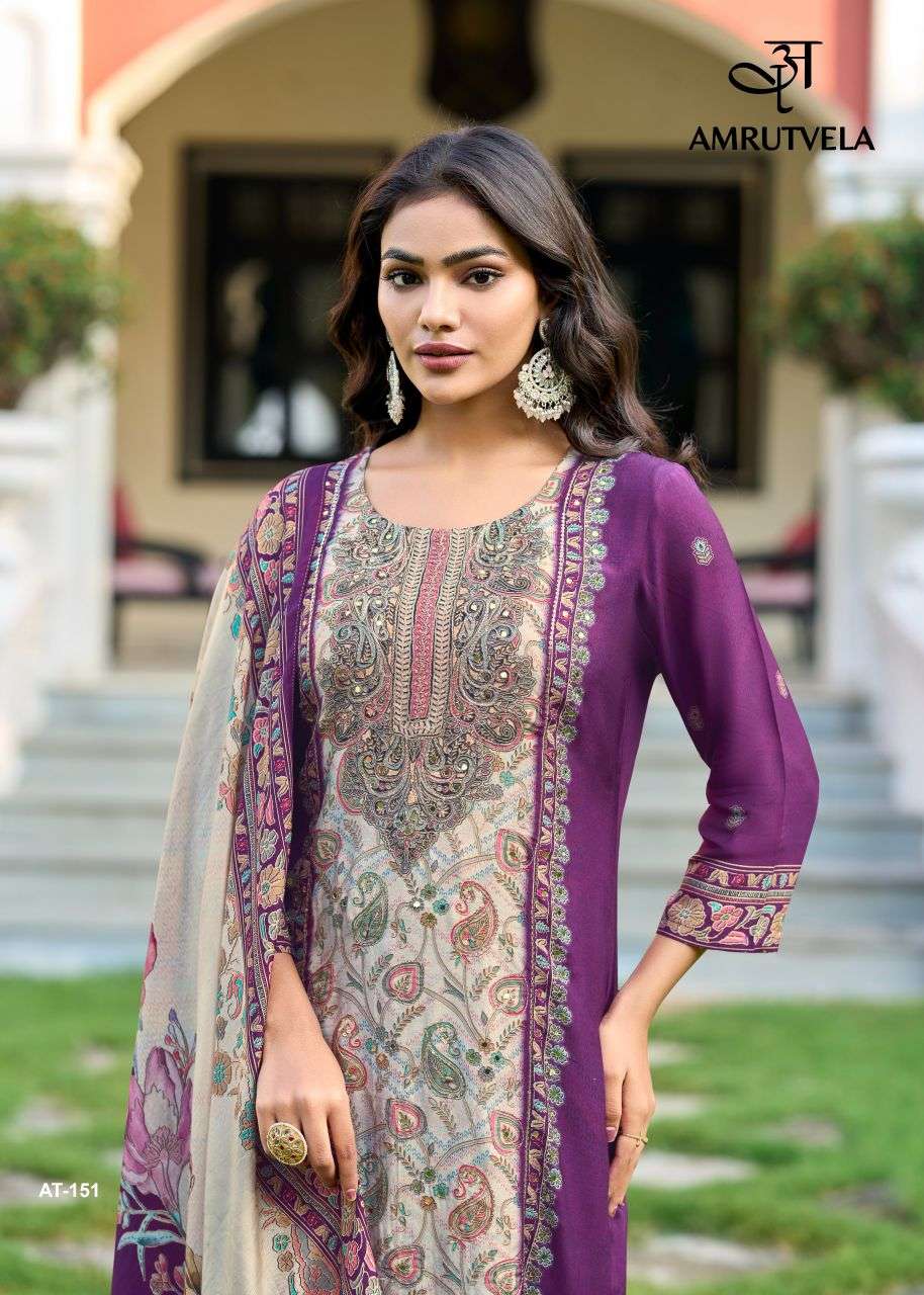 151 by amrutvela viscose muslin designer salwar kameez wholesale price surat