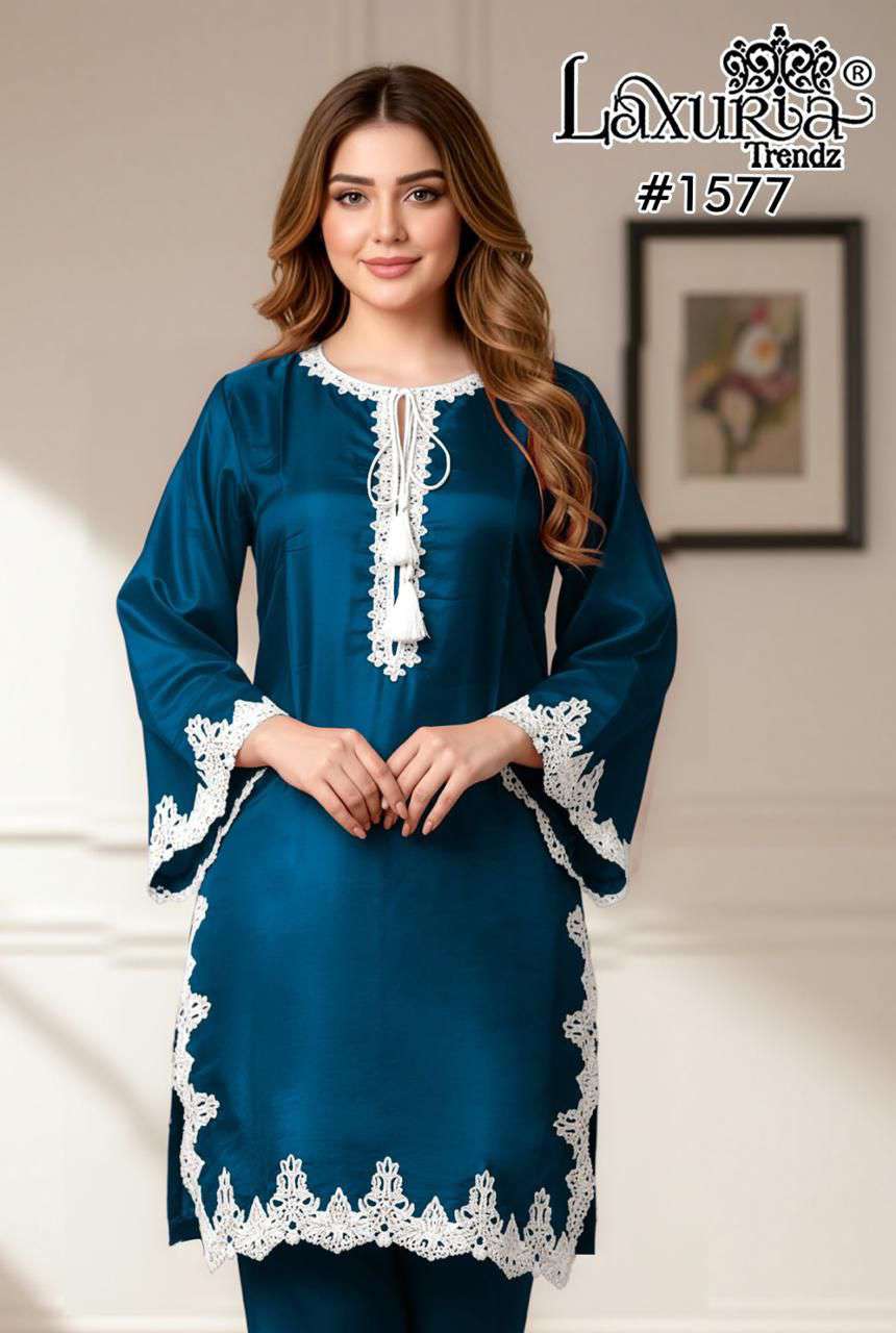 1577 by laxuria trendz latest designer satin readymade salwar kameez wholesale price surat
