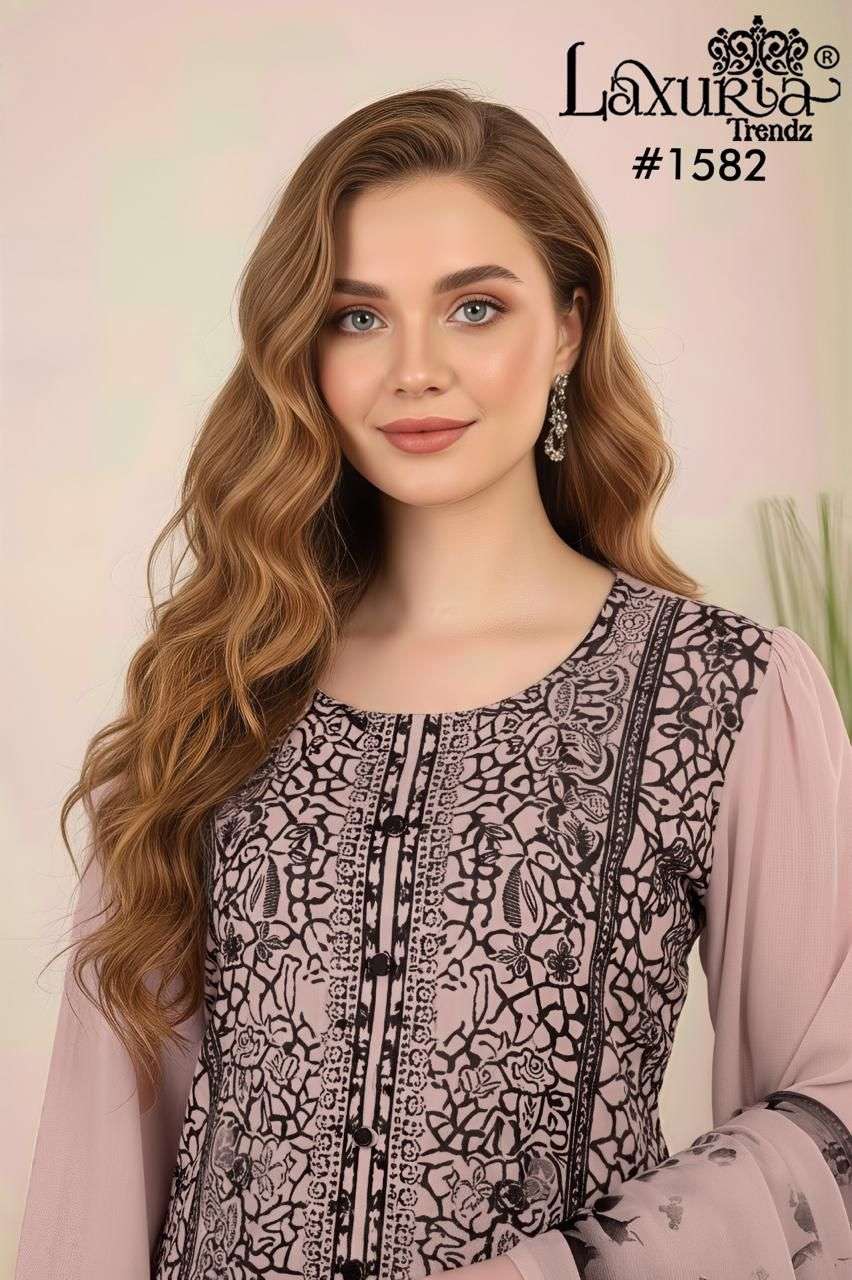 1582 by laxuria trendz latest designer fox georgette readymade salwar kameez wholesale price surat