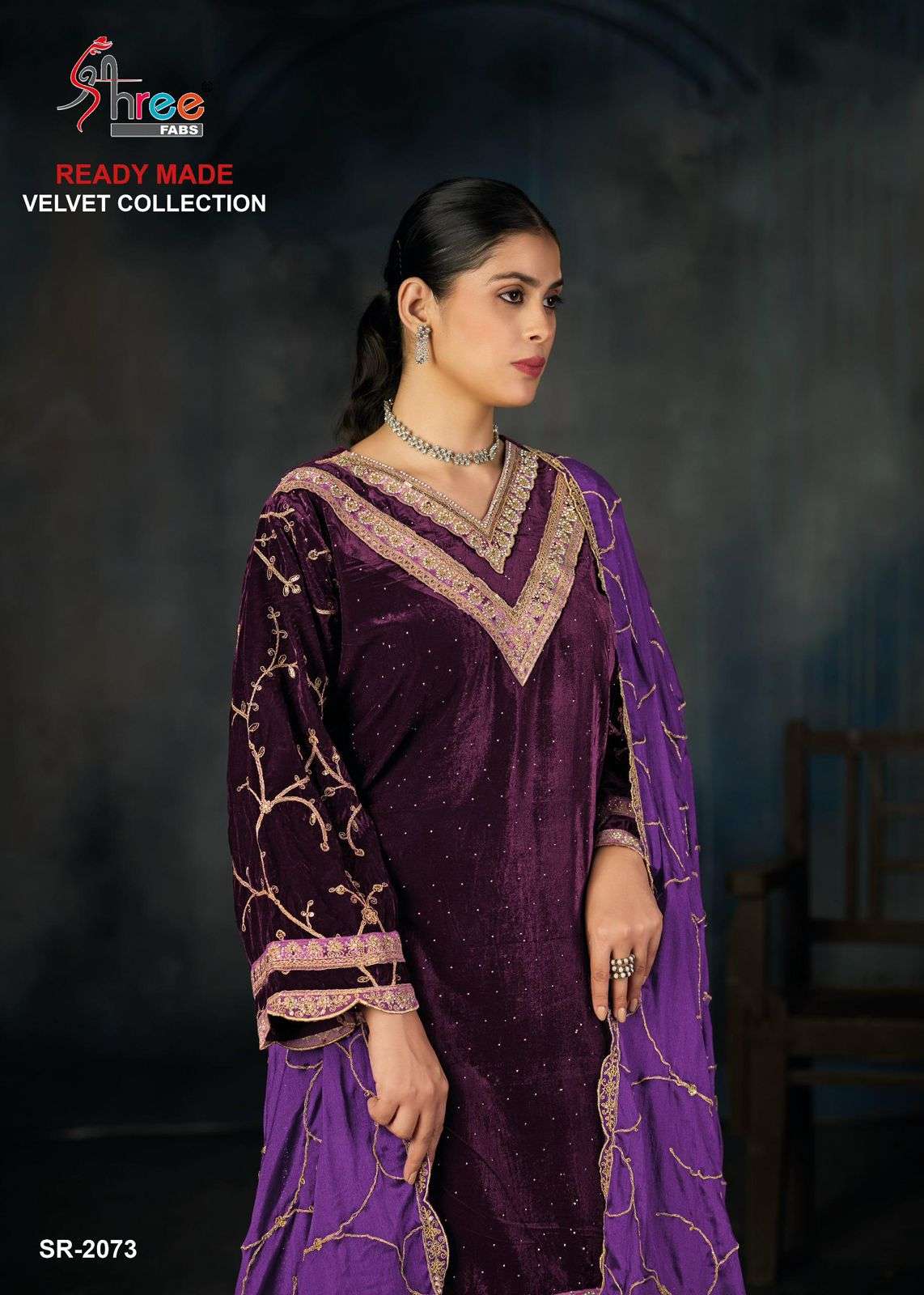 2073 by shree fabs velvet with heavy work readymade salwar kameez wholesale price surat