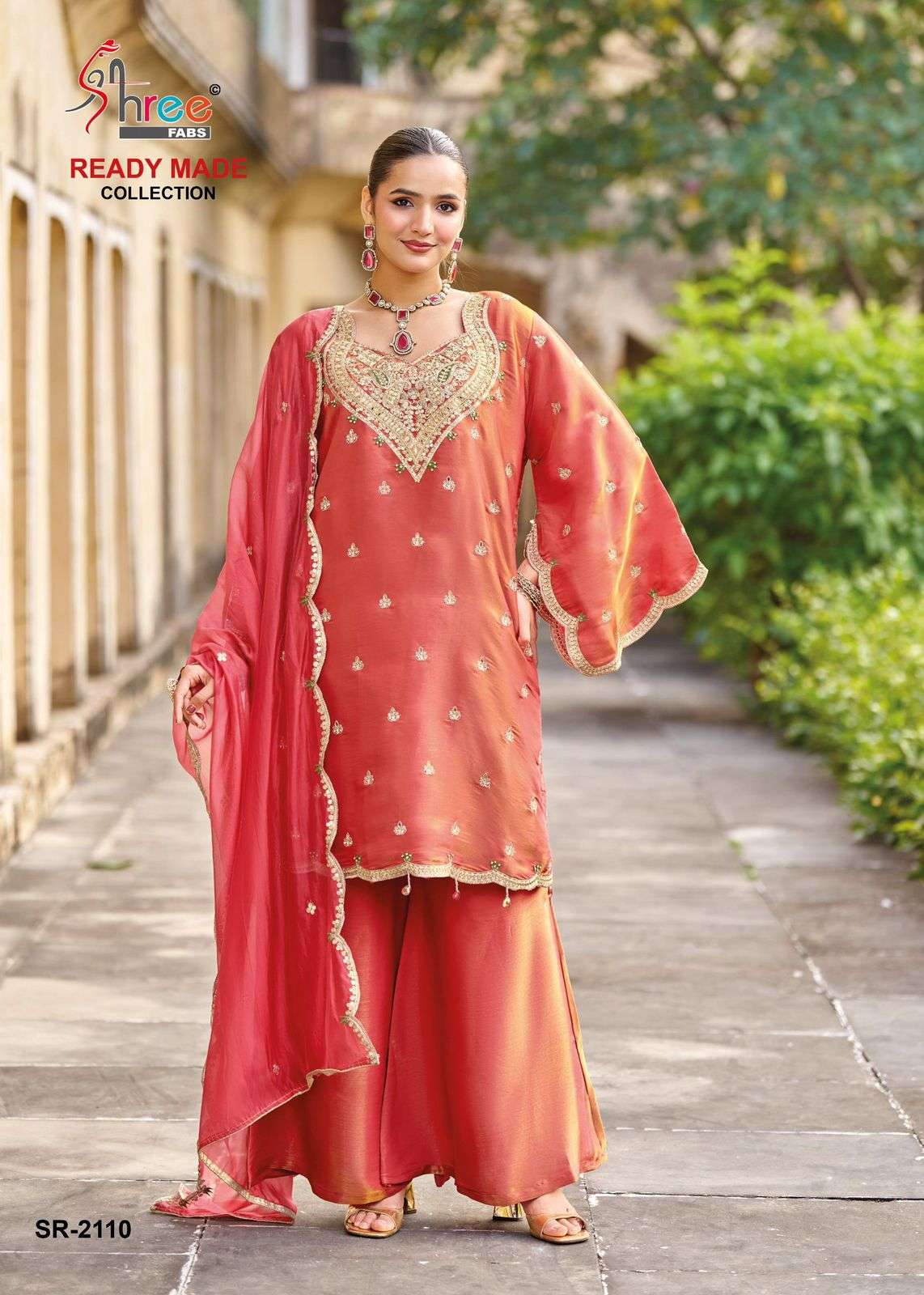 2110 by shree fabs viscose sateen fancy work designer readymade salwar kameez wholesale price surat