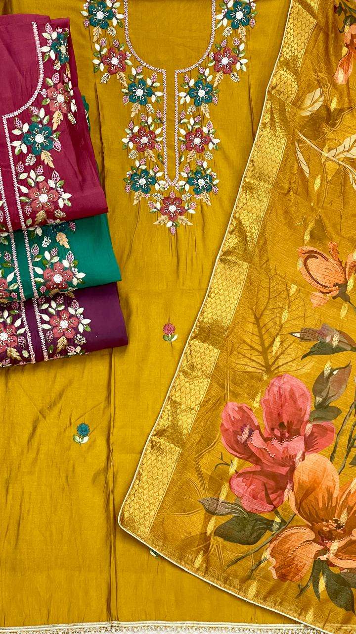  26 by siara fancy beads work roman silk salwar kameez wholesale price surat