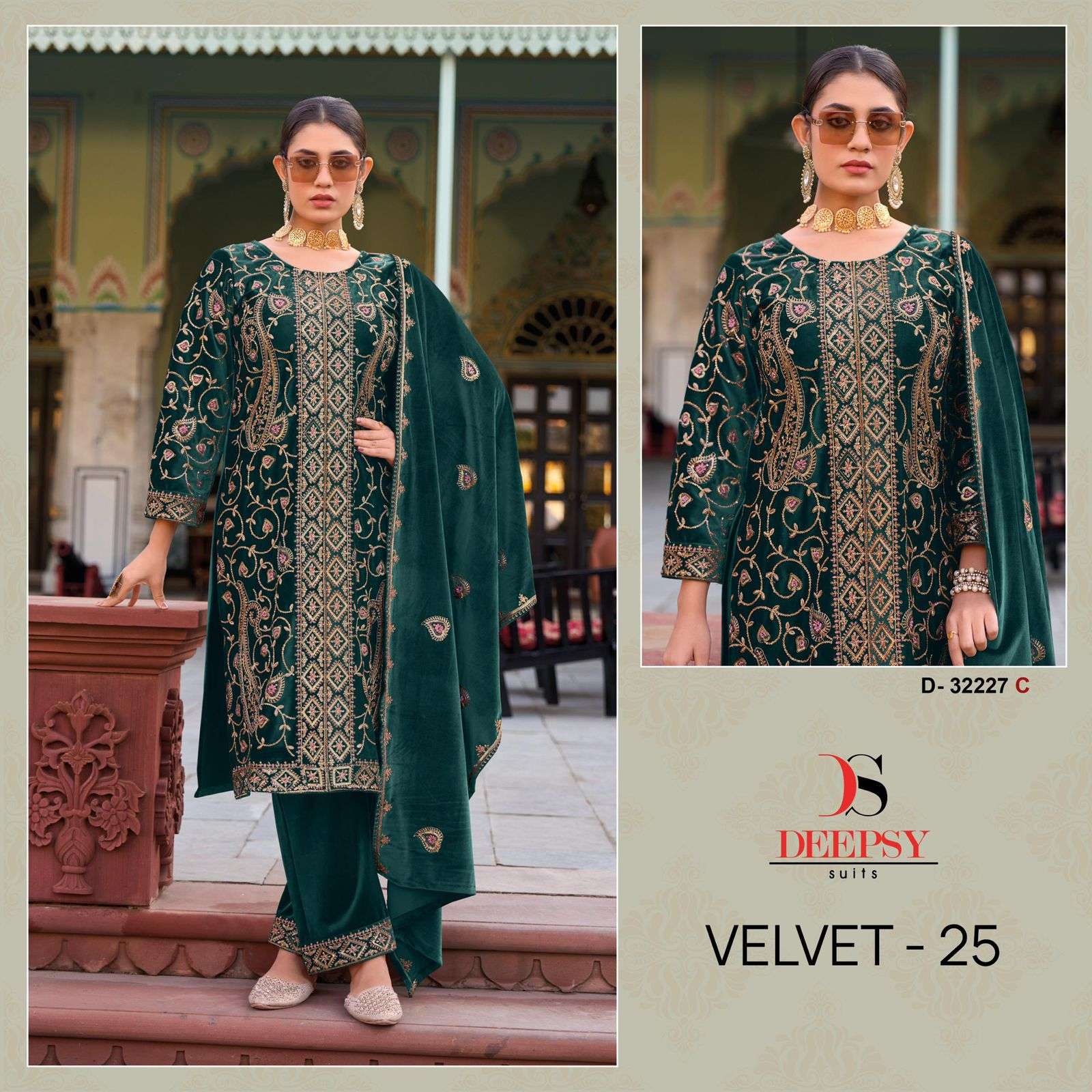 32227 by deepsy suit heavy embroidered velvet salwar kameez wholesale price surat