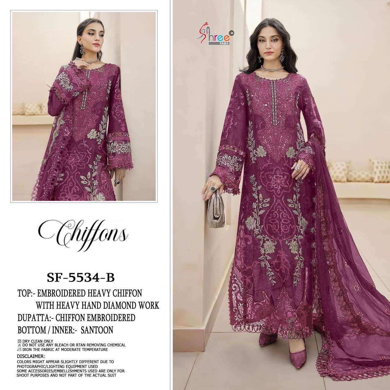 5534  by shree fabs heavy embroidered chiffon salwar kameez wholesale price surat