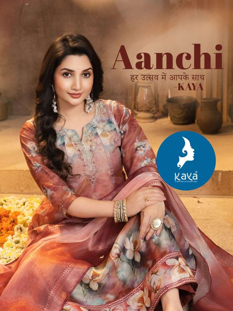 aanchi by kaya latest designer tissue shimmer readymade salwar kameez wholesale price surat