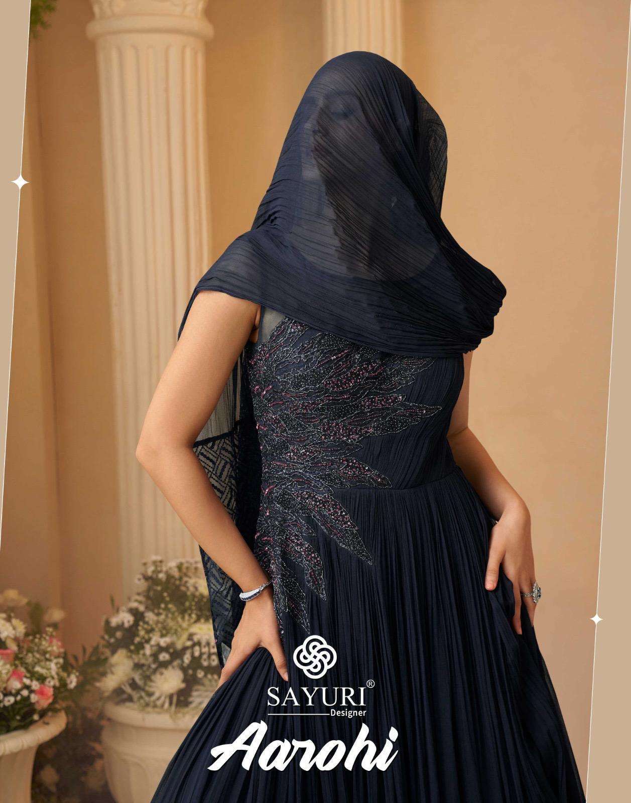 aarohi 5886 by sayuri designer latest designer embroidered designer readymade gown wholesale price surat