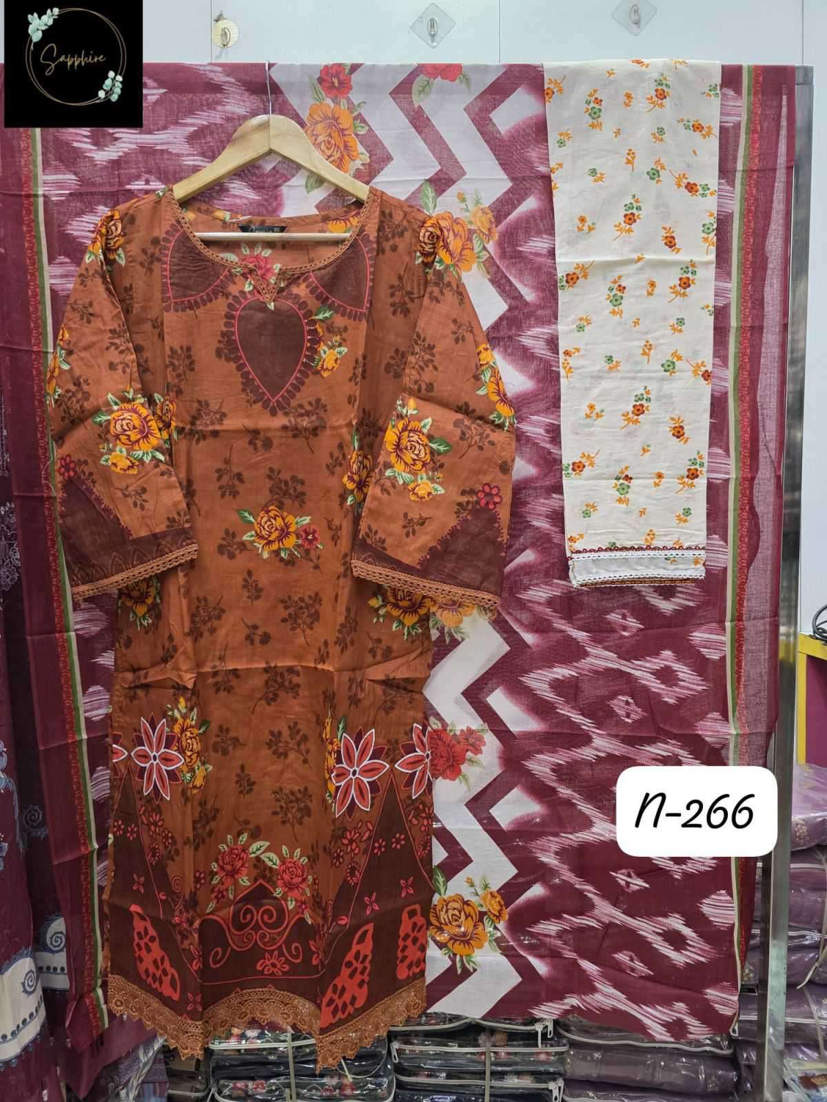 agha noorain-266 by saphire latest designer lawn readymade salwar kameez wholesale price surat