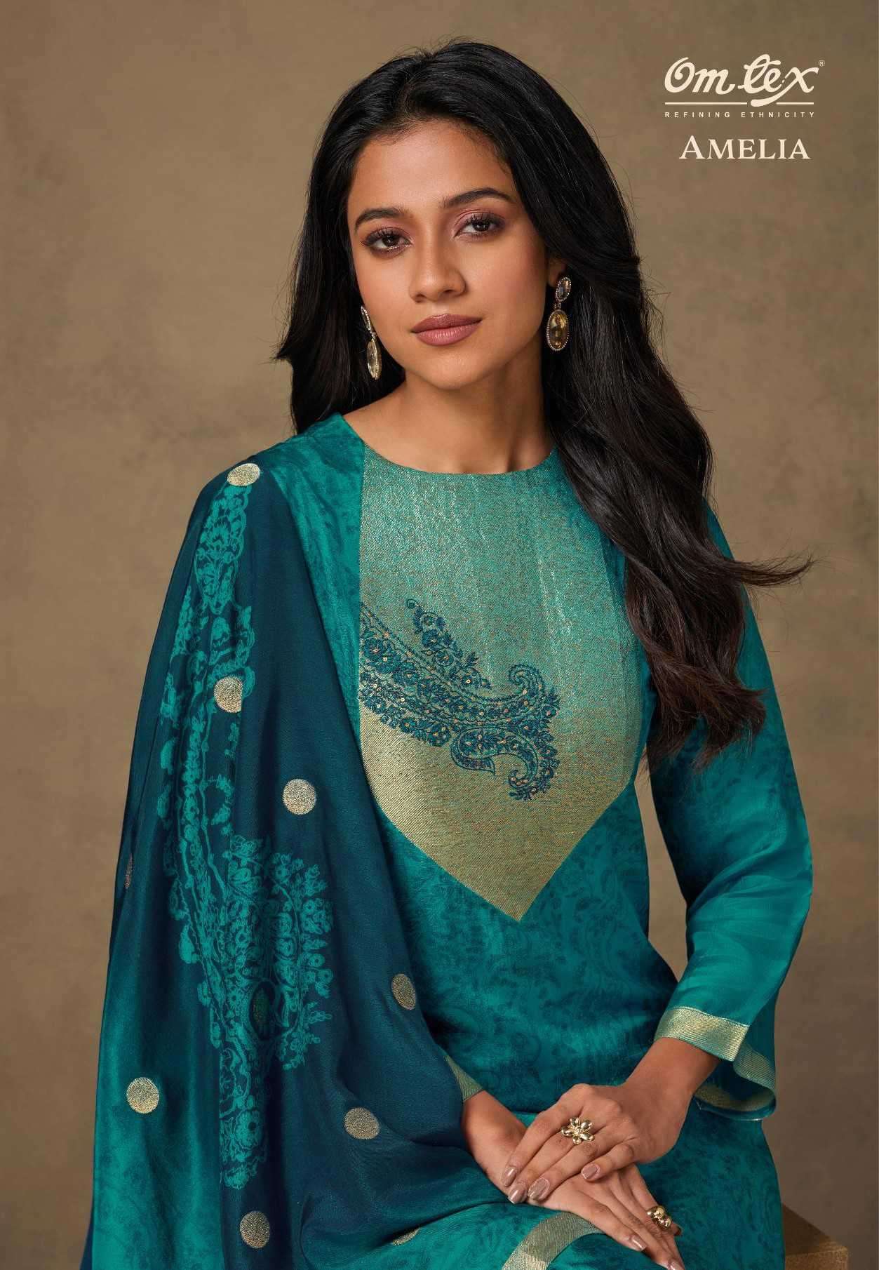 amelia by omtex fancy handwork with embroidered silk jacquard salwr kameez wholesale price suratq