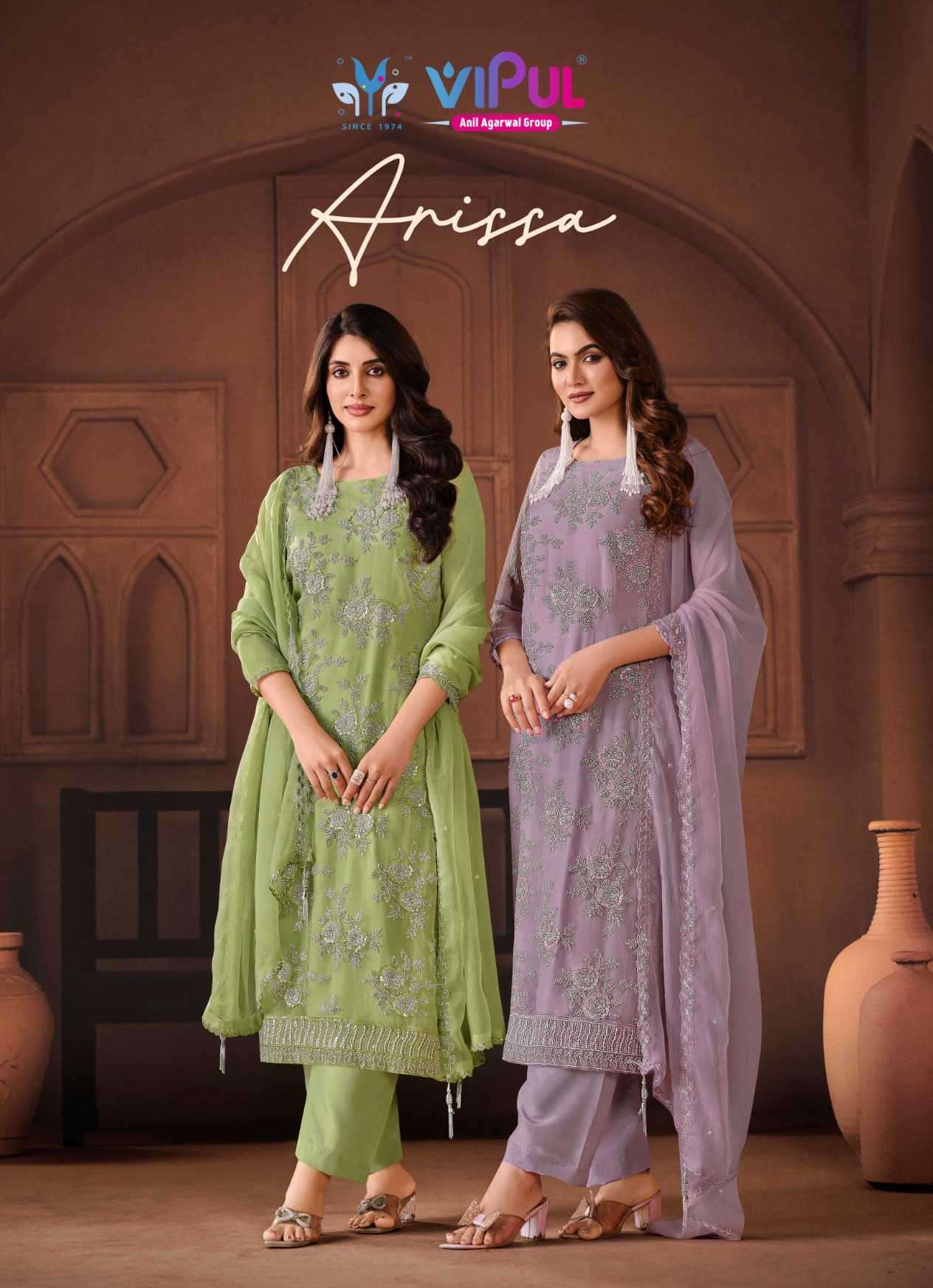 arisaa by vipul fancy beads work chiffon salwar kameez wholesale prices surat
