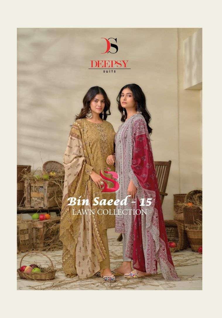 bin saeed vol-15 by deepsy suit cotton embroidered salwar kameez wholesale price surat