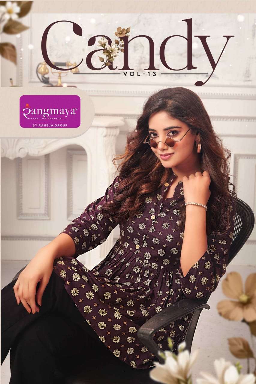 candy vol-13 by rangmaya casual wear rayon printed readymade short top wholesale price surat