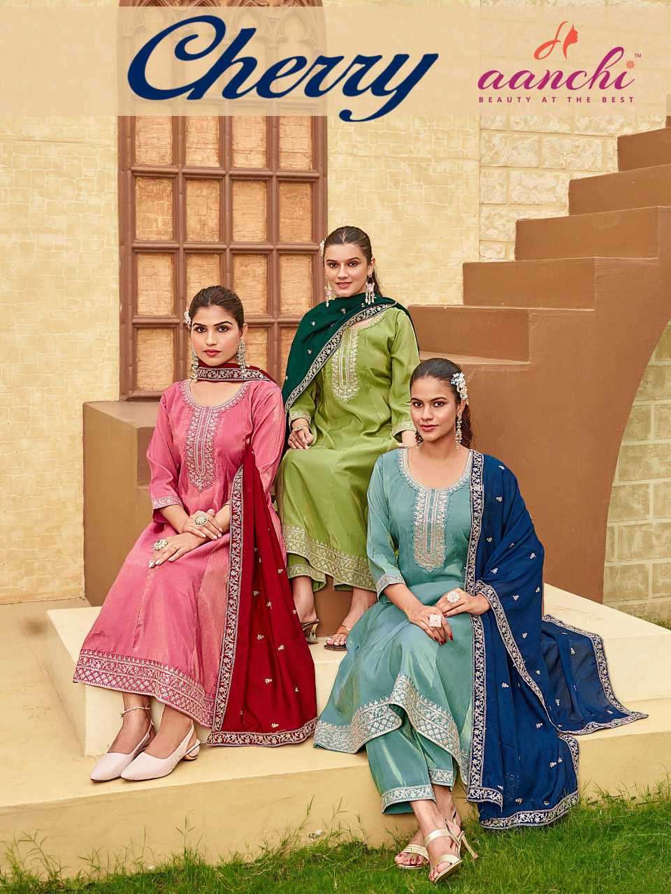 cherry by aanchi exclusive designer roman shimmer readymade salwar kameez wholesale price surat