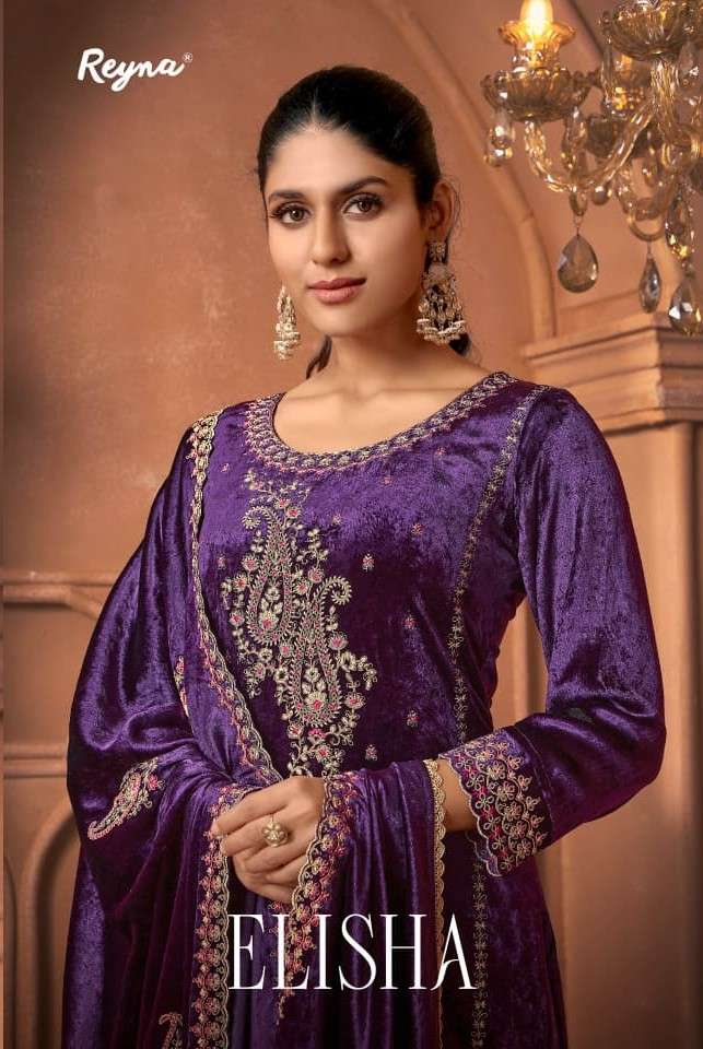 elisha by reyna 10458-10461 series winter wear velvet salwar kameez wholesale price surat
