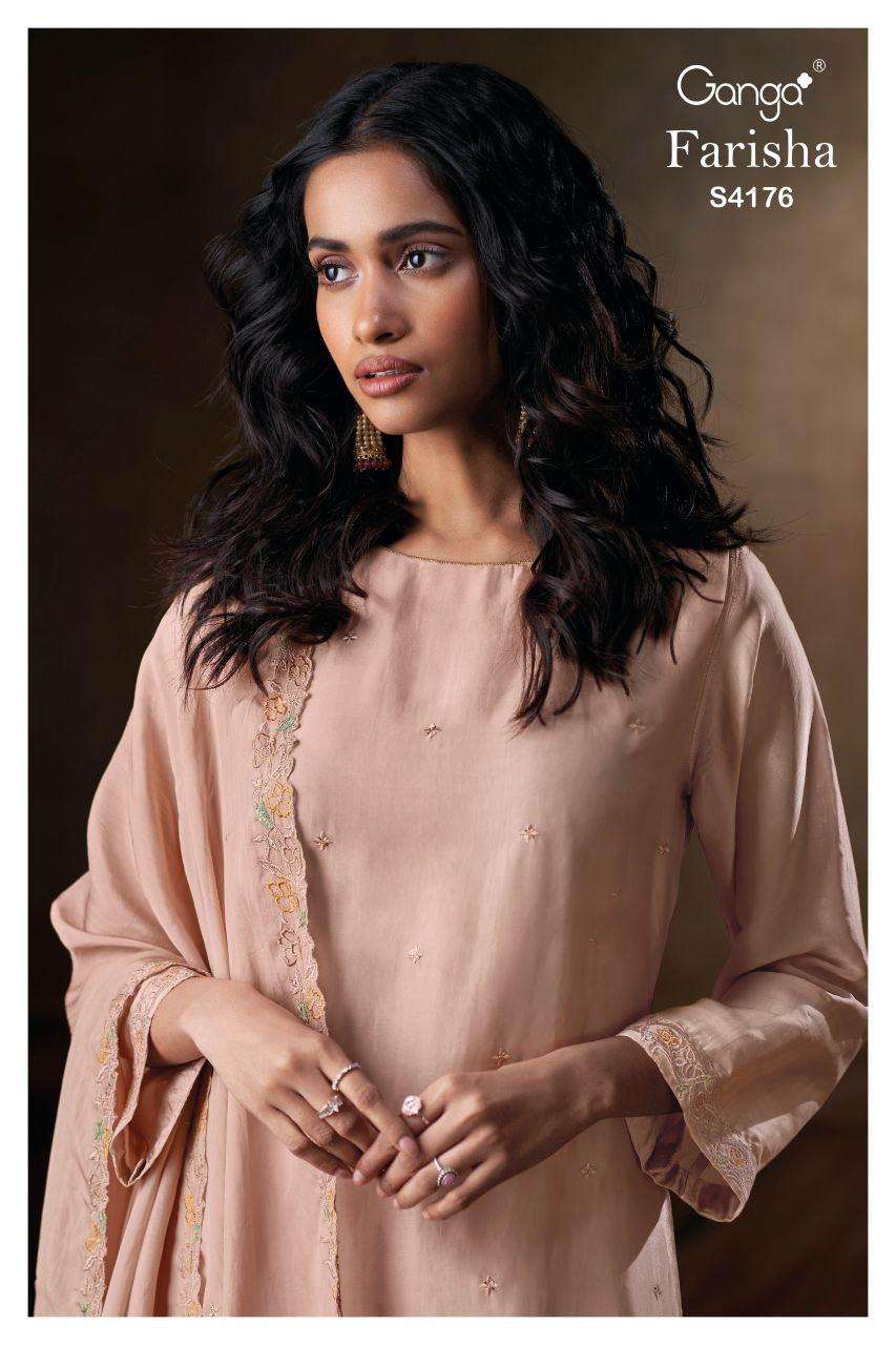 farisha 4176 by ganga exclusive designer bemberg silk salwar kameez wholesale price surat