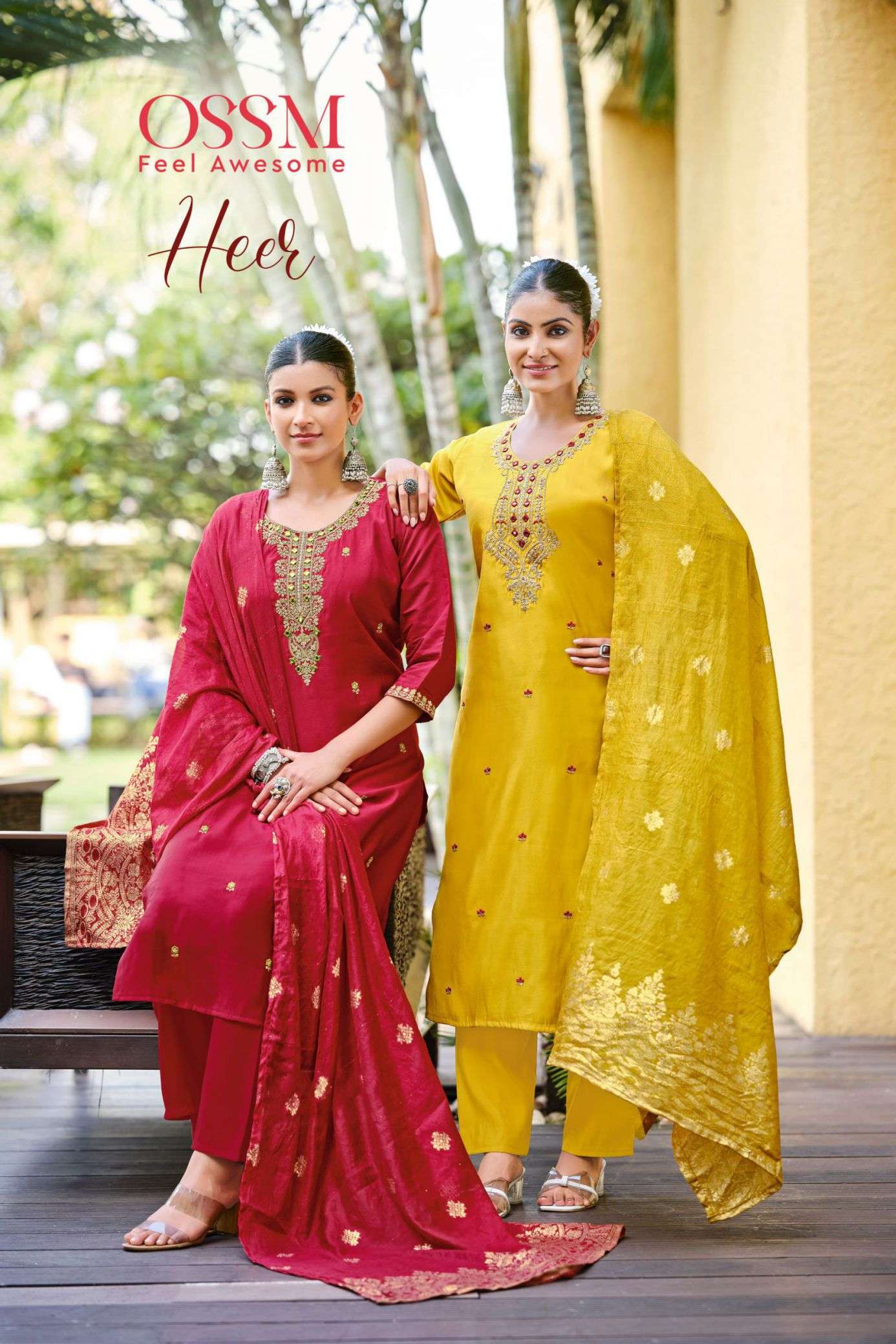 heer by ossm 1001-1006 series roman silk designer readymade salwar kameez wholesale price surat