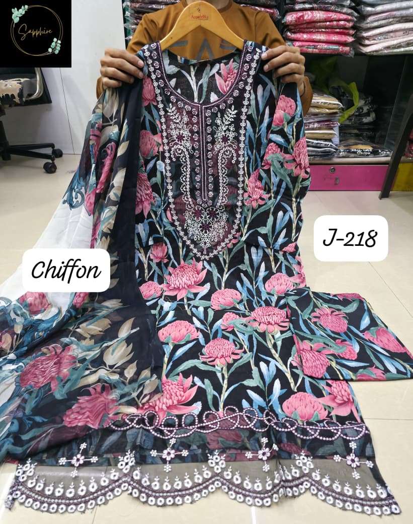 jazmin vol-218 by sapphire fancy patch work lawn cotton readymade salwar suit wholesale price surat