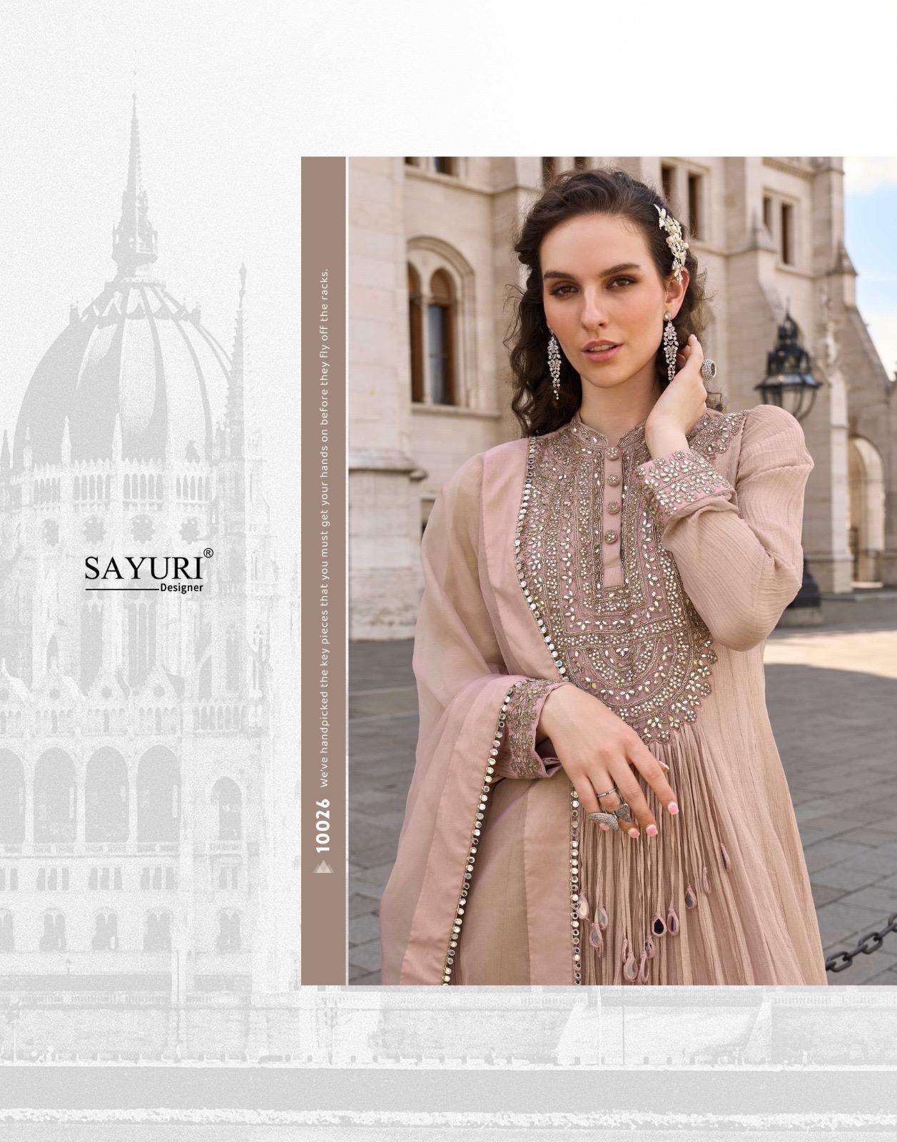  jhalak10026 by sayuri designer embroidered crush silk fancy readymade gown wholesale price surat