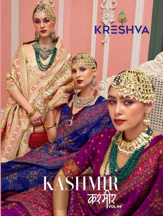 kashmir vol-4 by kreshva pv silk wedding wear saree wholesale price surat