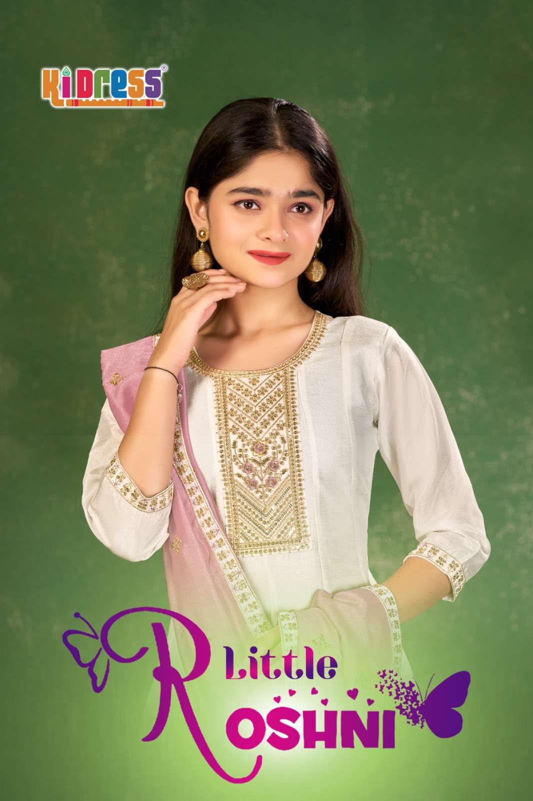 little roshni by kidress latest designer vichitra silk kids wear readymade slawar kameez wholesale price surat