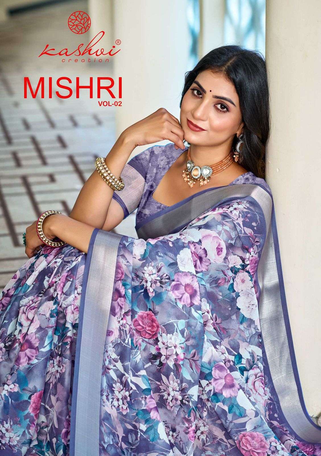 mishri vol-2 by kashvi 201-208 series exclusvie designer moss saree wholesale price surat