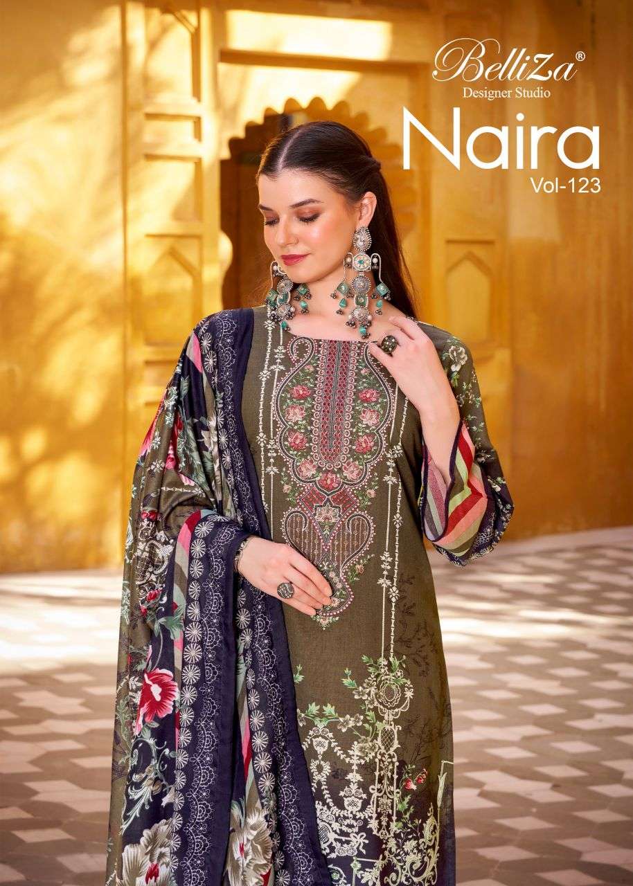 naira vol-123 by belliza designer fancy digital printed cotton salwar kameez wholesale price surat