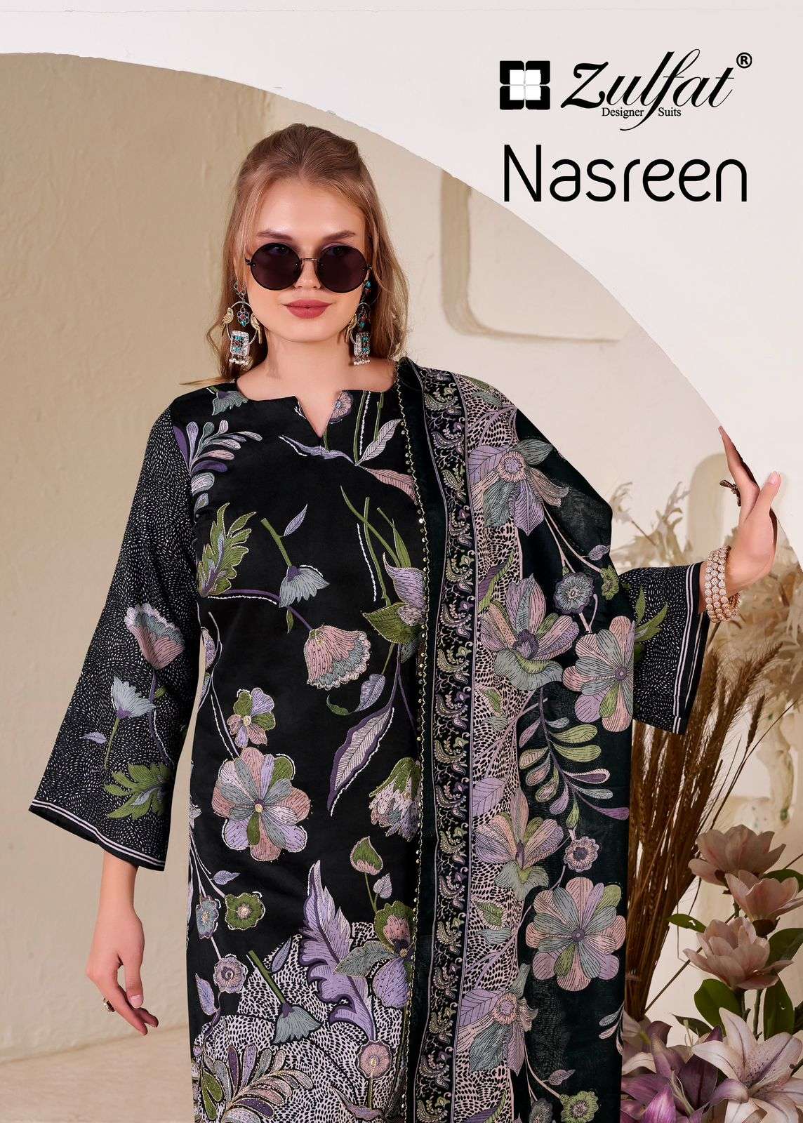 nasreen by zulfat designer suit fancy handwork jam cotton salwar-kameez-pratham-fashion-surat