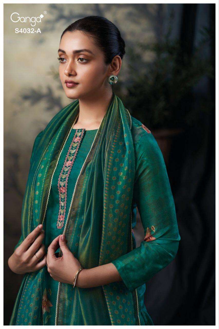 nivetya 4032 by ganga exclusvie designer silk jacquard salwar kameez wholesale price surat