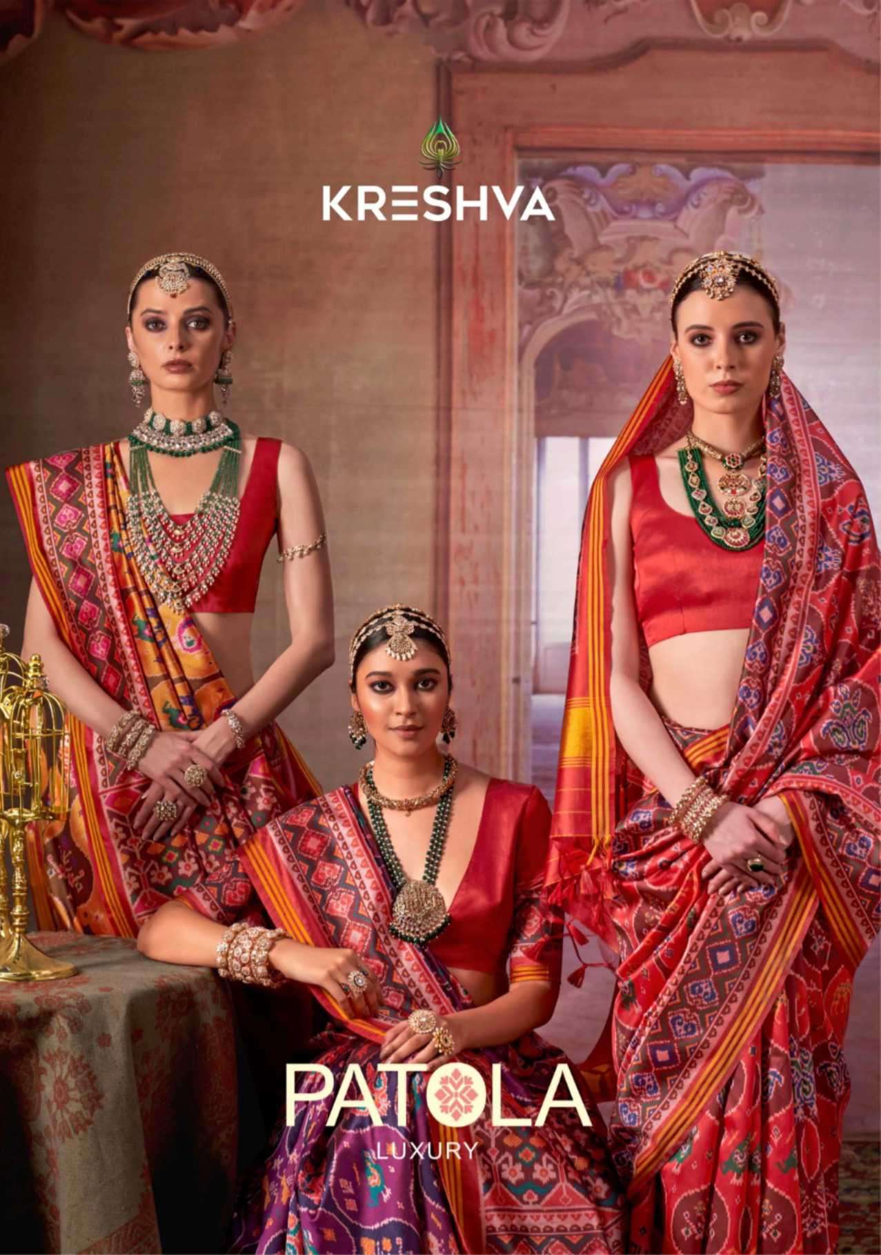 patola luxury by kreshva latest designer wedding wear pv silk saree wholesale price surat