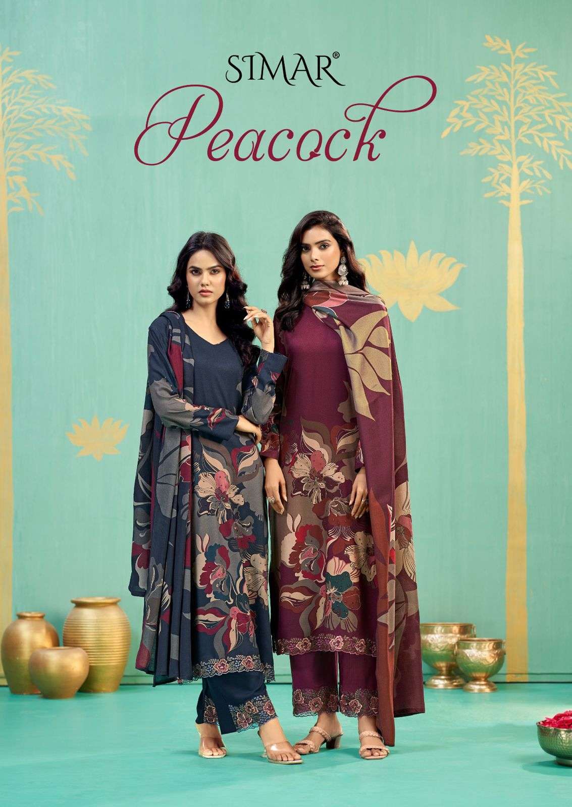 peacock by glosy simar viscose pashmina salwar kameez wholesale price surat
