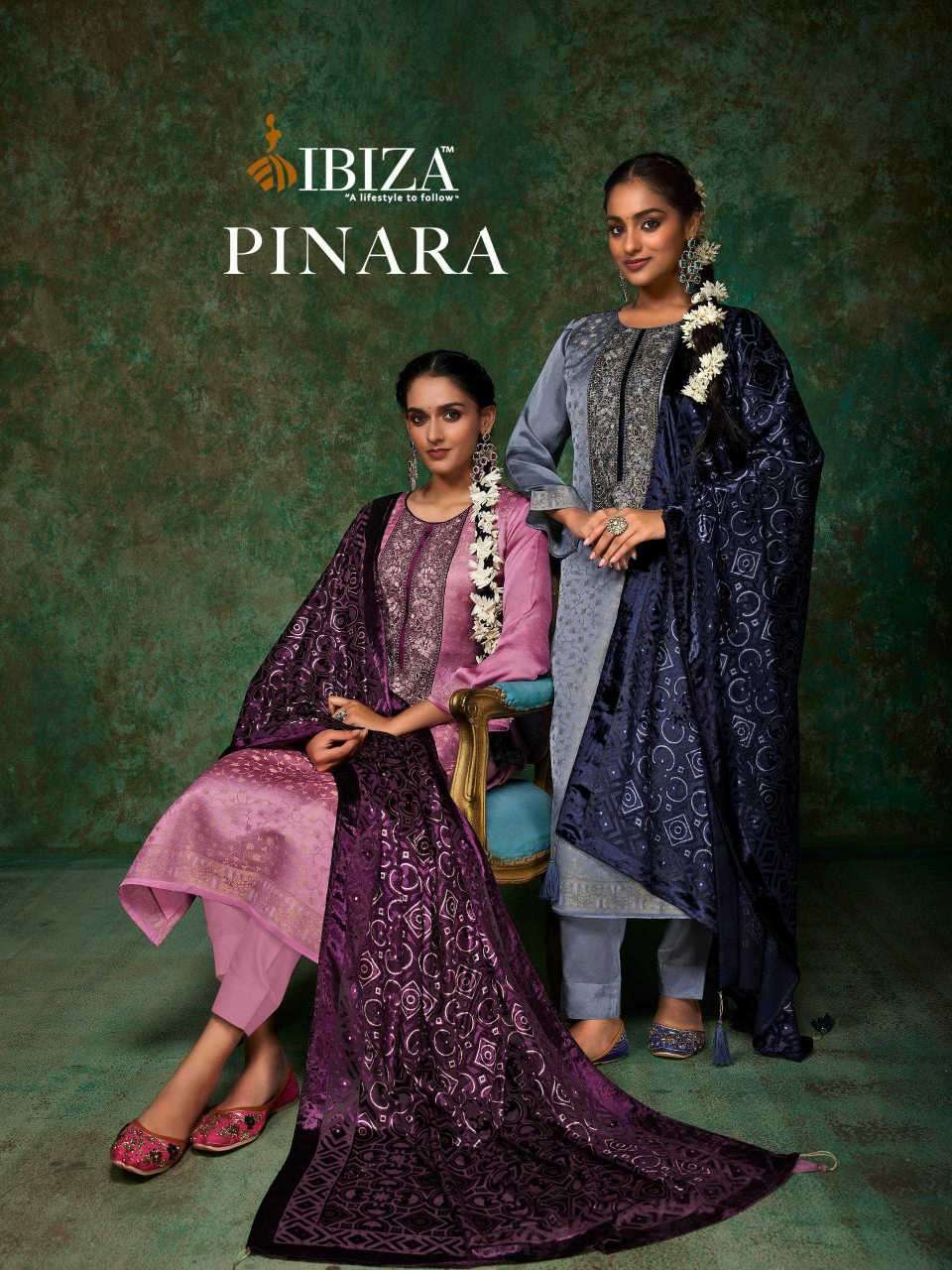 pinara by ibiza lifestyle silk jacquard patch embroidered salwar kameez wholesale price surat