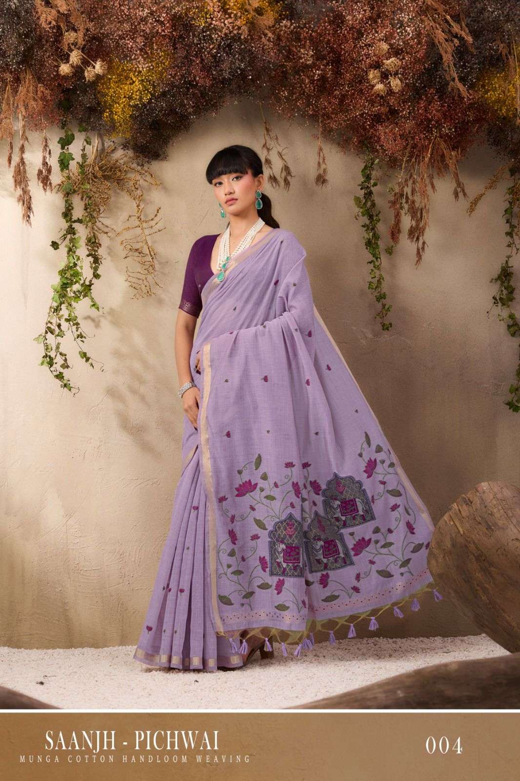 saanjh pichwai by rajtex designer party wear munga cotton saree wholesale price surat