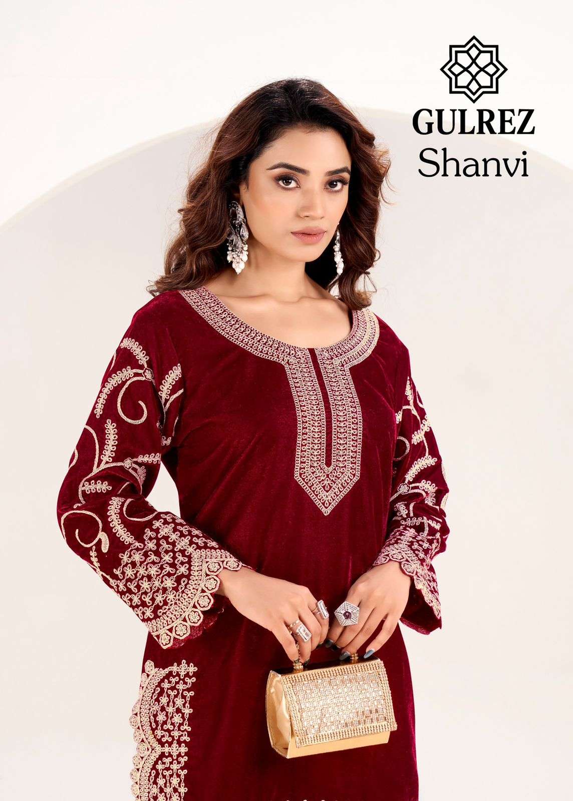 shanvi by gulrez embroidered velvet readymade kurti wholesale price surat