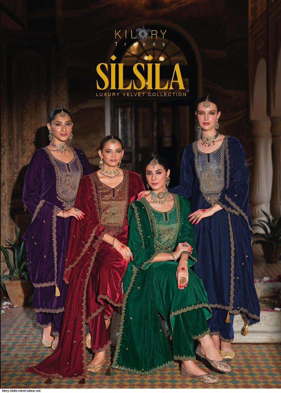 silsila by kilory trends fancy embroidered velvet salwar kameez wholesale price surat