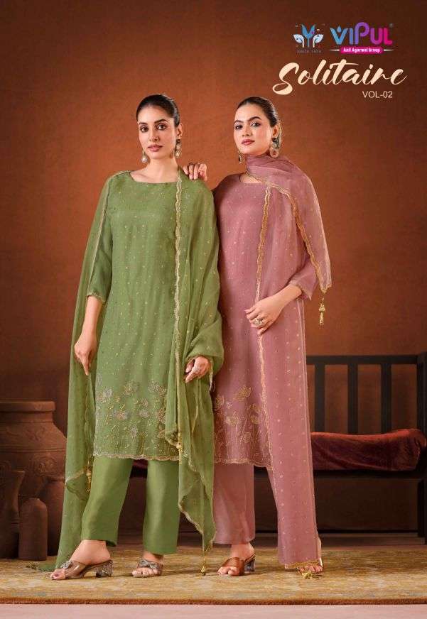 solitaire vol-2 by vipul exclusvie designer chiffon with beads work salwar kameez wholesale prcie surat