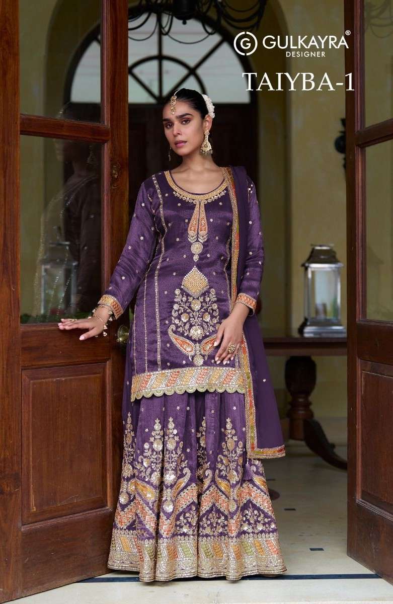 taiyba vol-1 by gulkayra designer 7629 colors simmer silk readymade salwar kameez wholesale price surat
