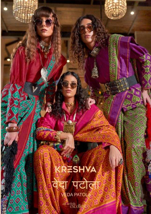 veda patola by kreshva pv silk designer party wear saree wholesale price surat