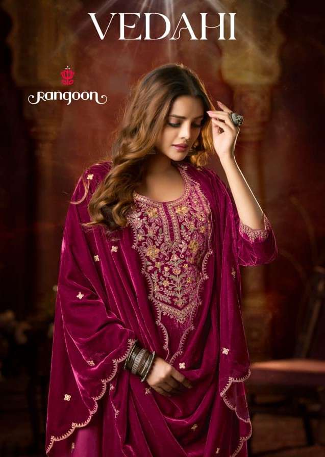 vedahi by rangoon 10301-10304 velvet with fsncy embroidered salwar kameez wholesale prcie surat