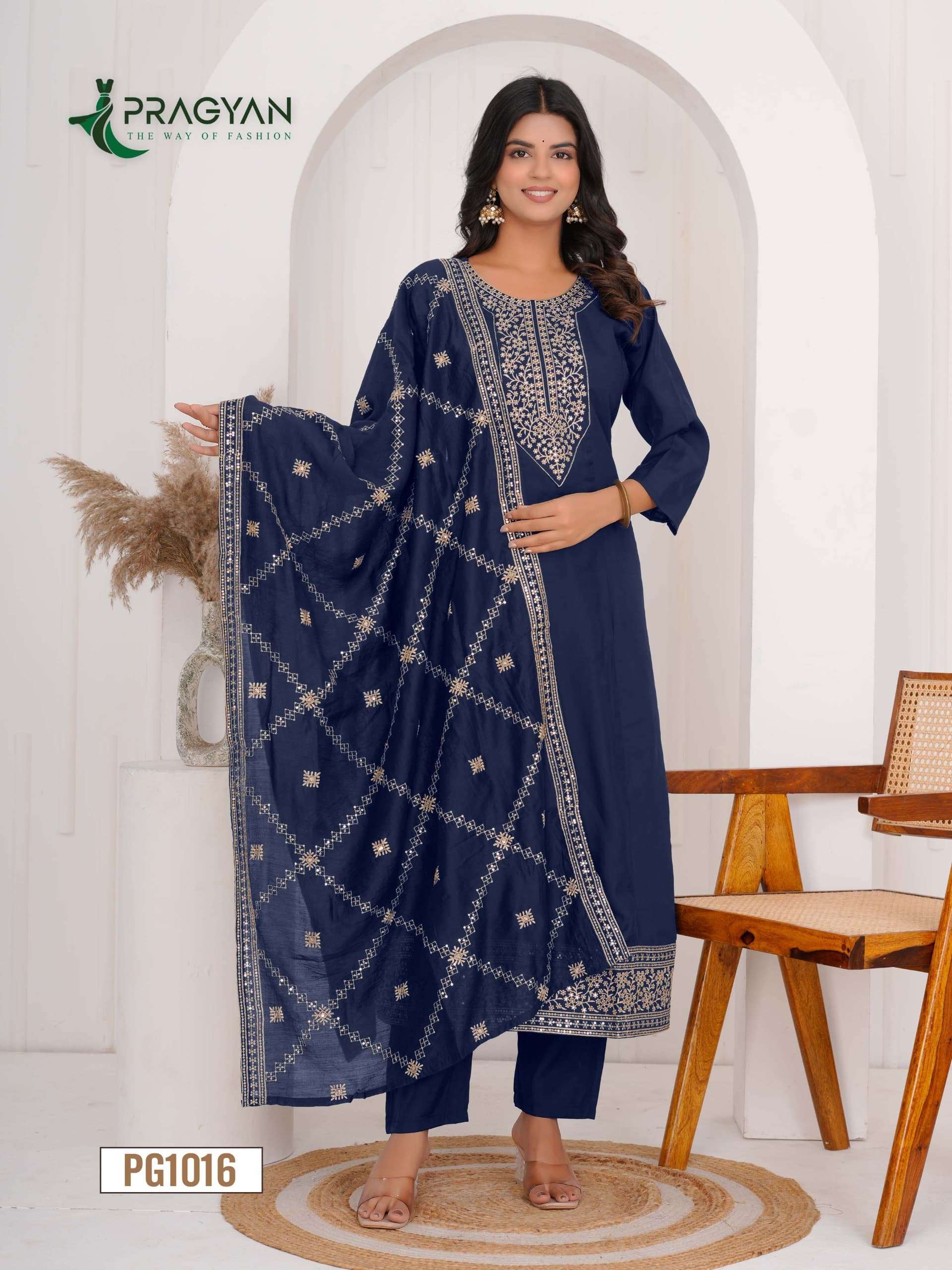 1016-1019 by pragyan roman silk anarkali style readymade kurti wholesale price surat