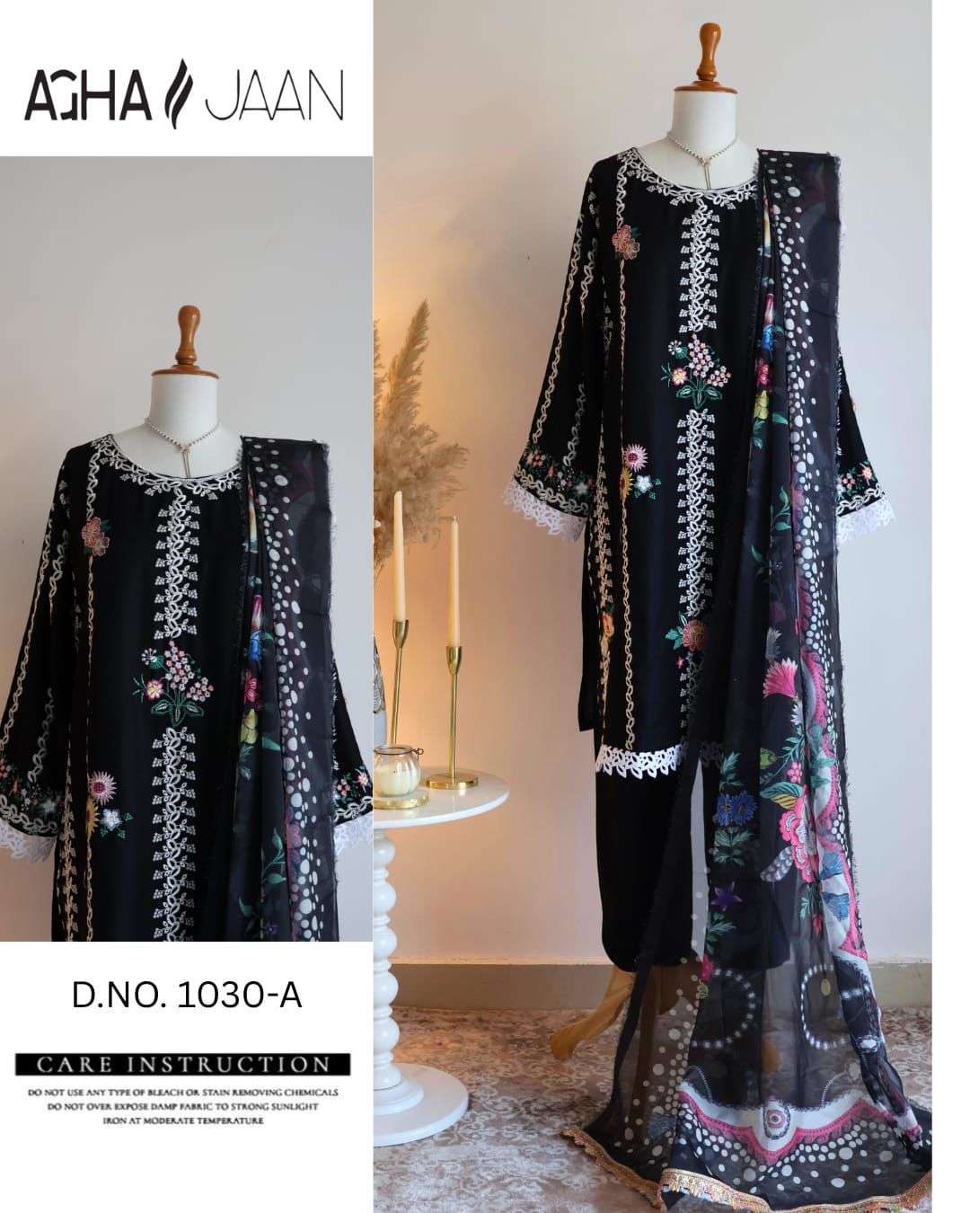 1030 by agha jaan exclusive designer embroidered rayon readymade salwar kameez wholesale price surat