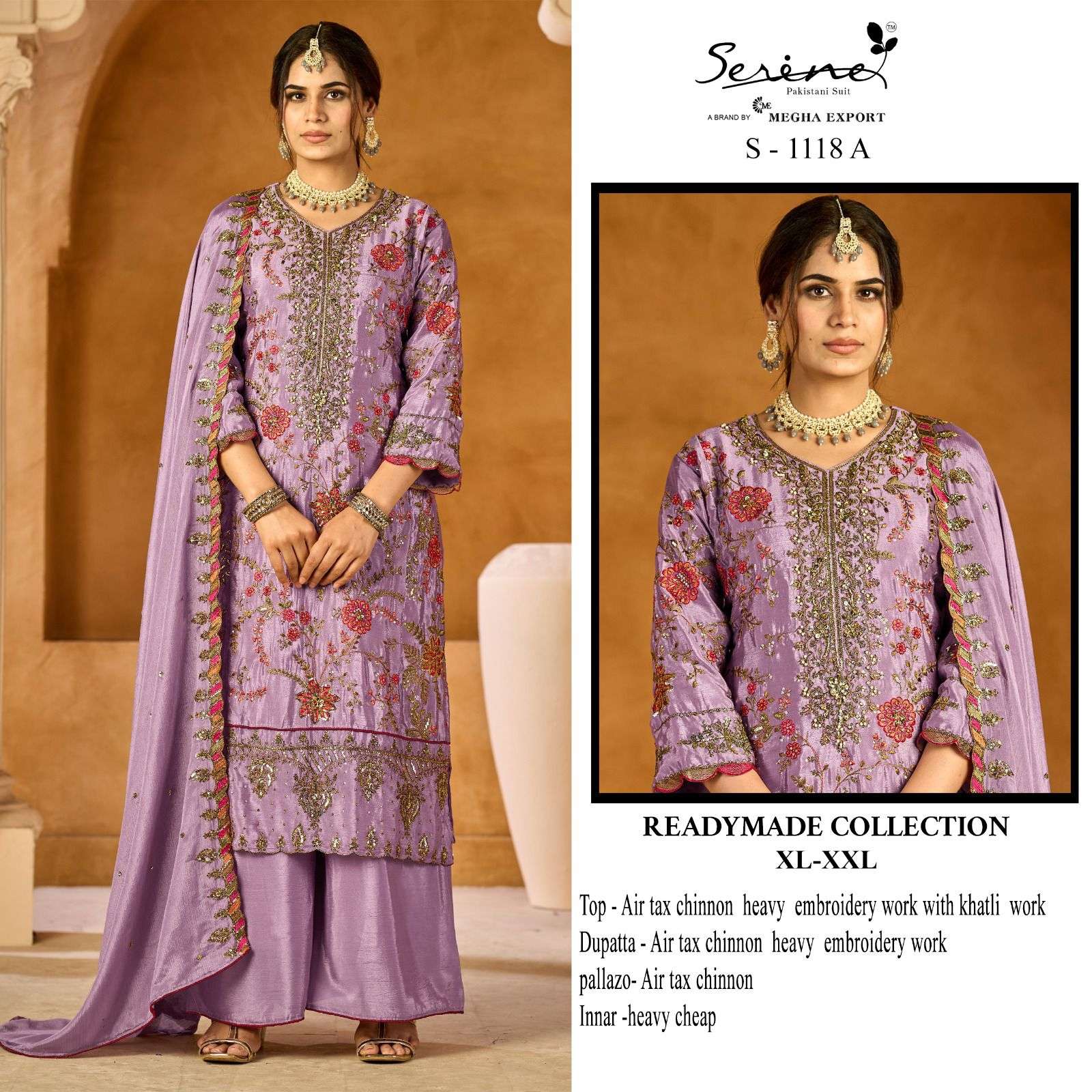 1118 by serine fancy embroidered chinon readymade salwar kameez wholesaler surat